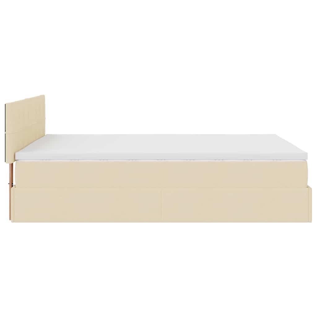 ottoman seng med madras & LEDs 140x190 cm stof fløde