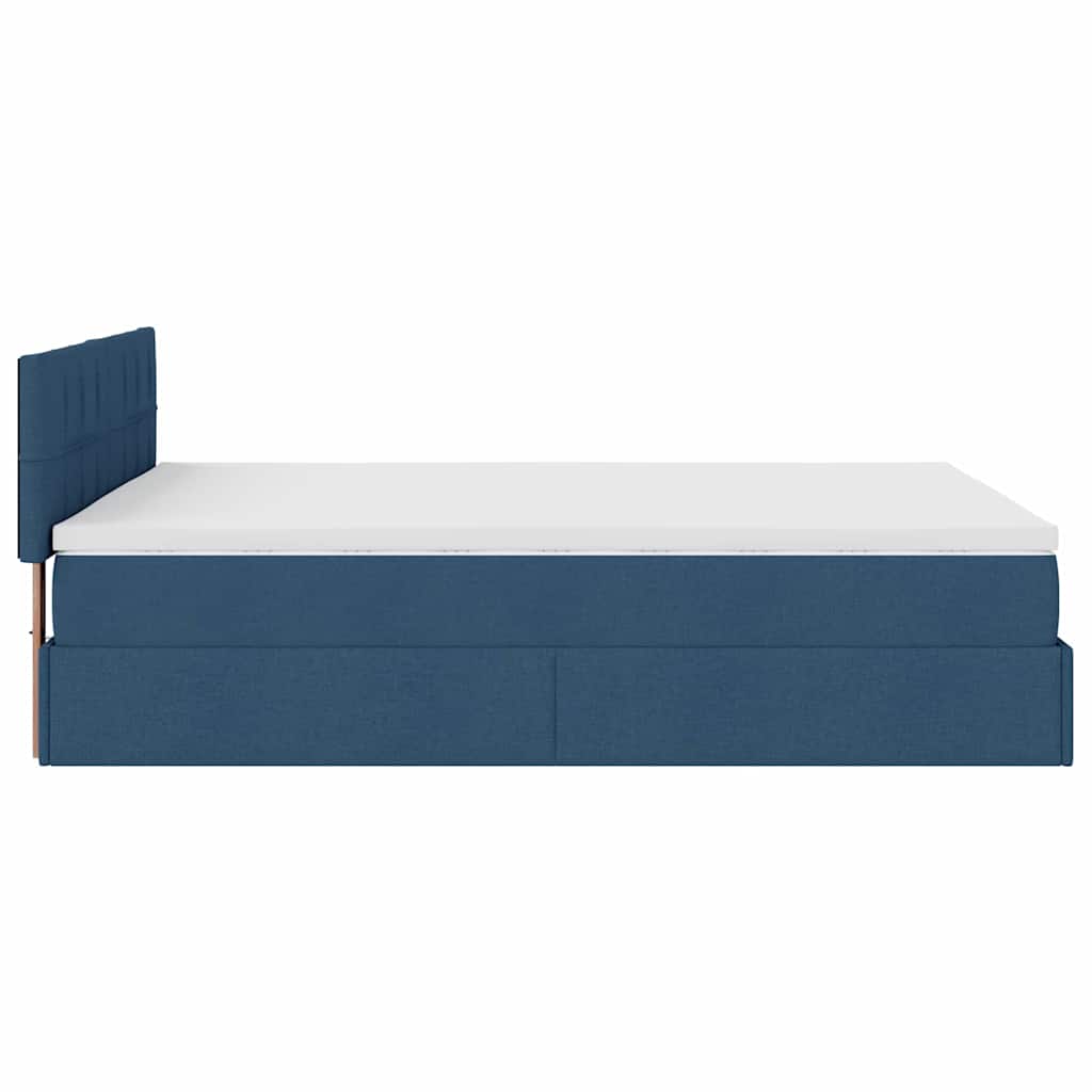 ottoman seng med madras & LEDs 140x190 cm stof Blå