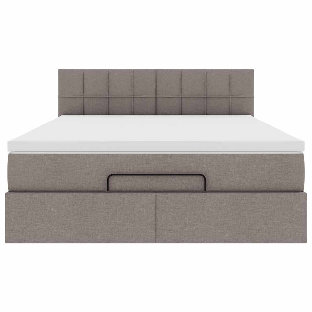 Ottoman seng med madras & LEDs Taupe 140x200 cm Stof