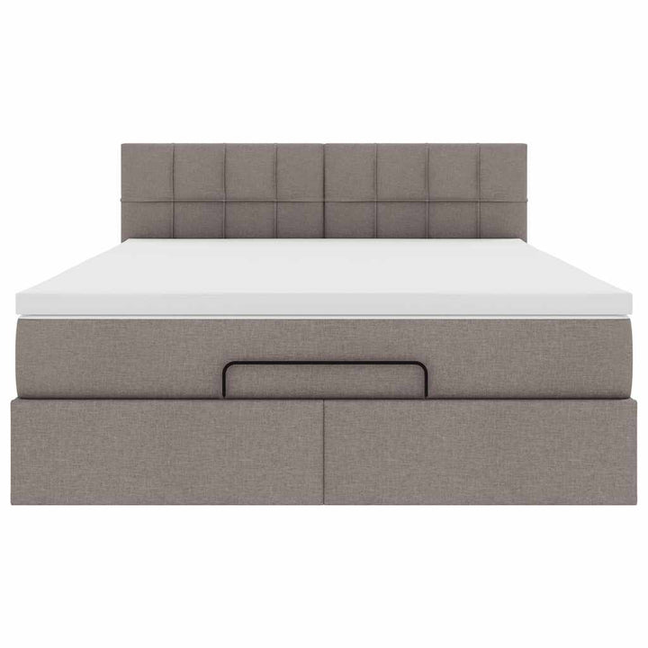 Ottoman seng med madras & LEDs Taupe 140x200 cm Stof