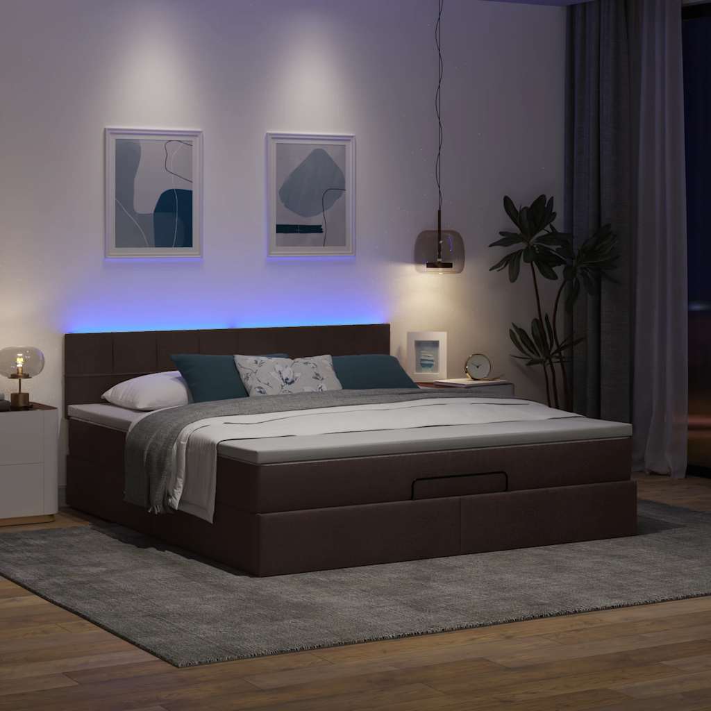osmannisk sengeramme med madras 160x200 cm stof mørkebrun