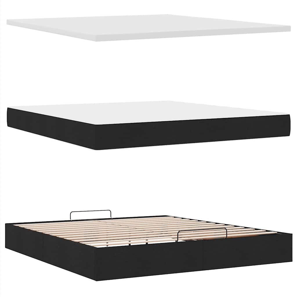 ottoman seng med madras & LEDs 180x200cm stof sort
