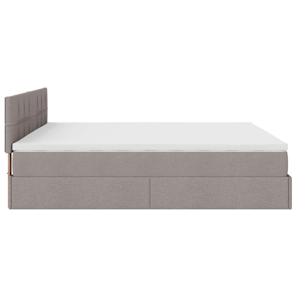osmannisk sengeramme med madrasser 200x200 cm stof gråbrun