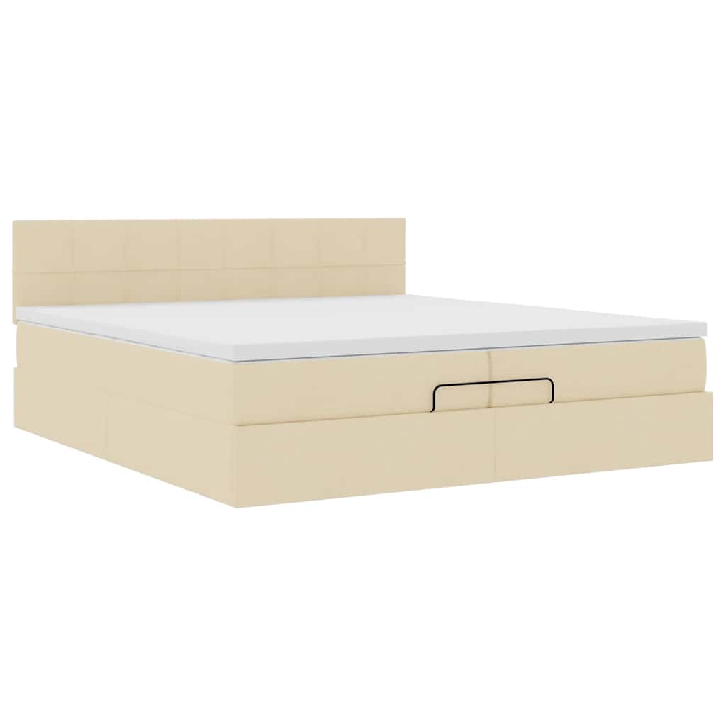 osmannisk sengeramme med madrasser 200x200 cm stof cremefarvet