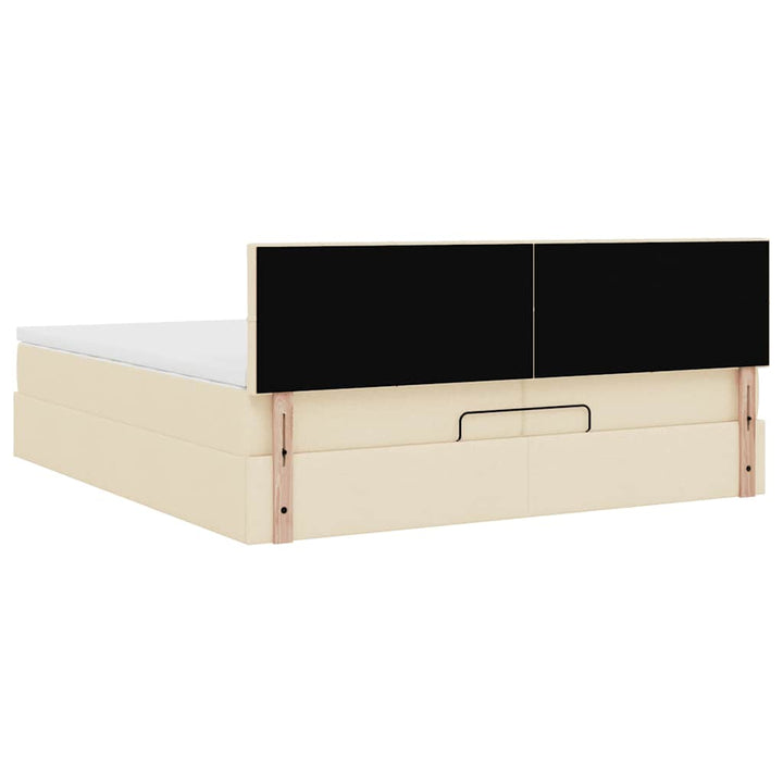 osmannisk sengeramme med madrasser 200x200 cm stof cremefarvet