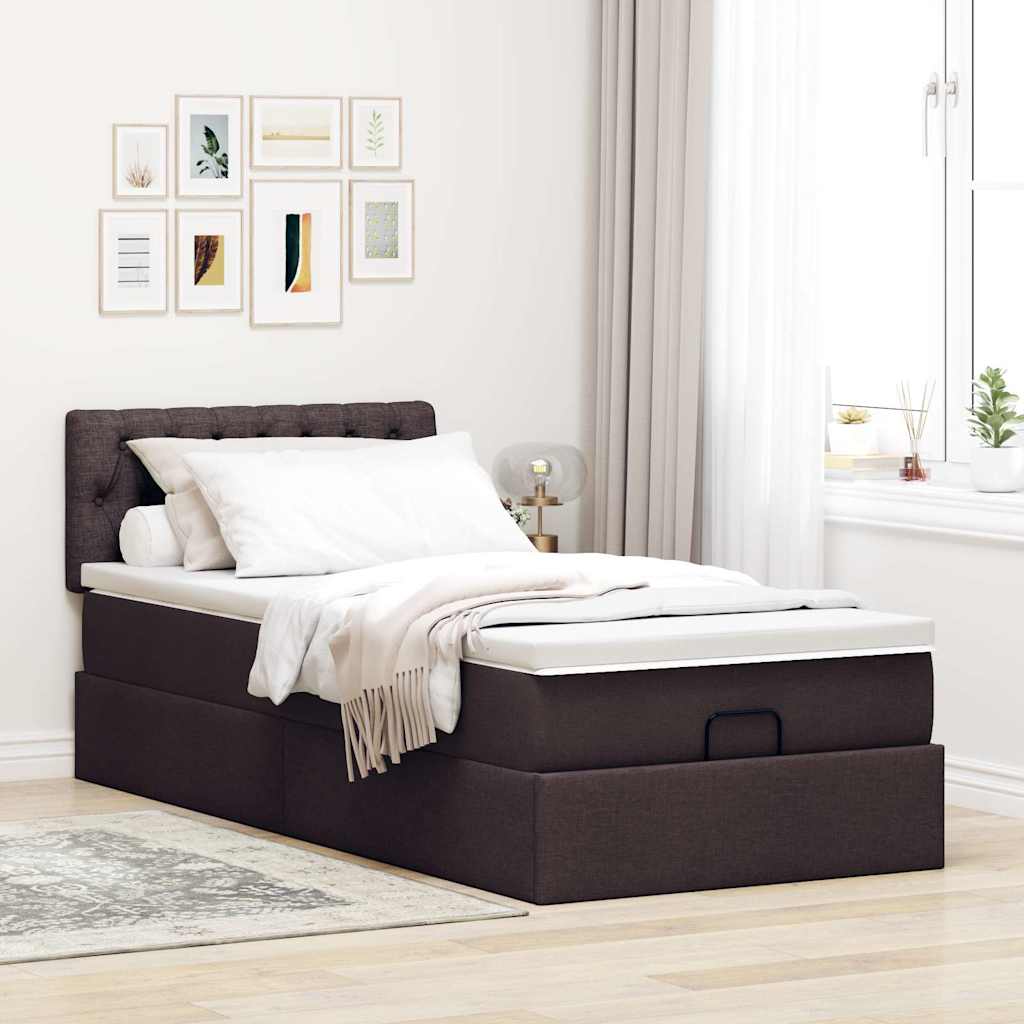osmannisk sengeramme med madras 80x200 cm stof mørkebrun