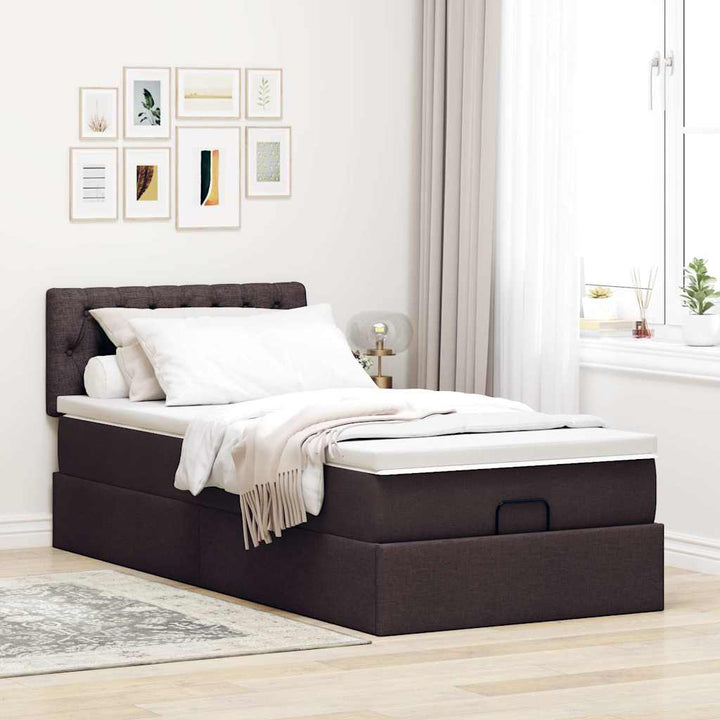 osmannisk sengeramme med madras 80x200 cm stof mørkebrun