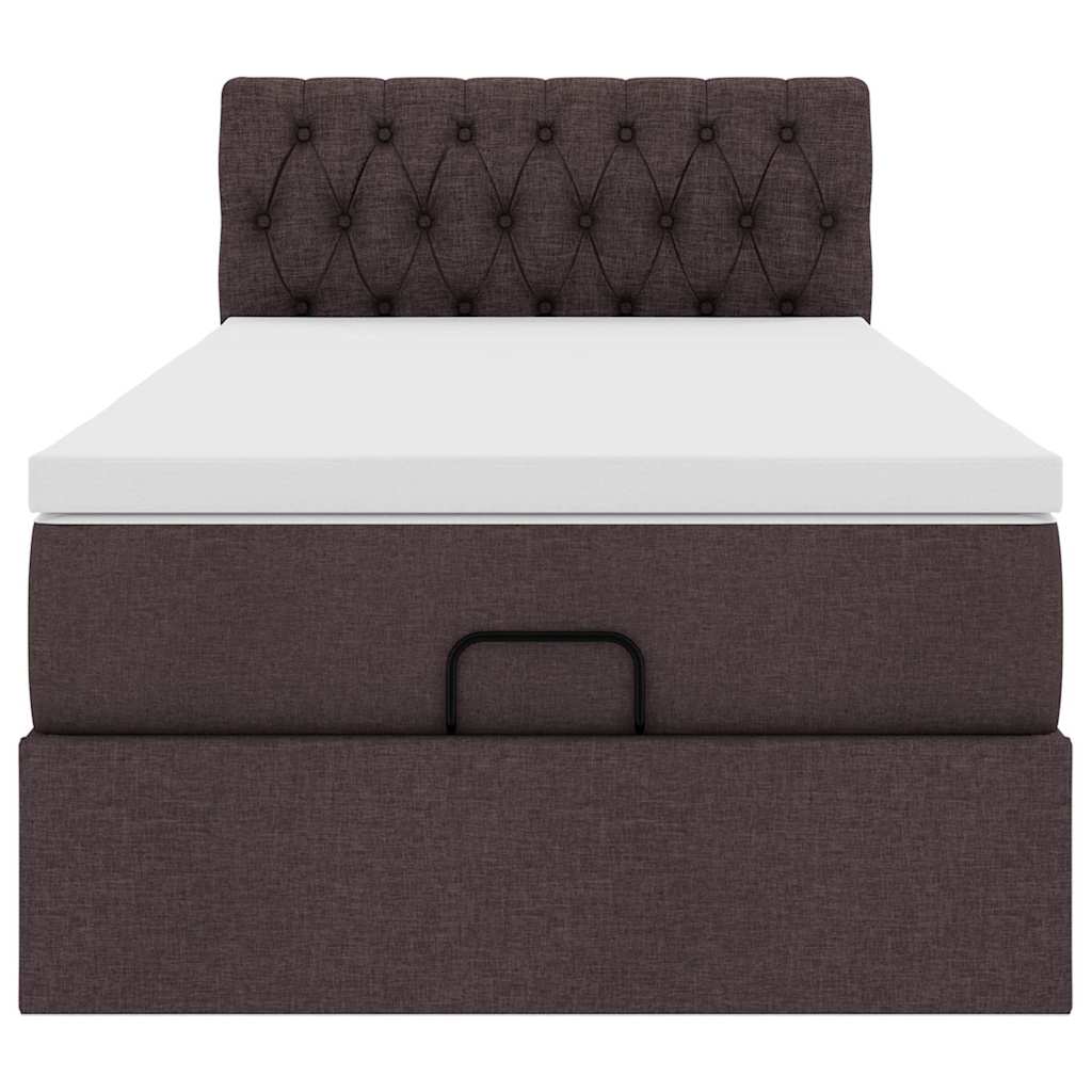 osmannisk sengeramme med madras 90x190 cm stof mørkebrun