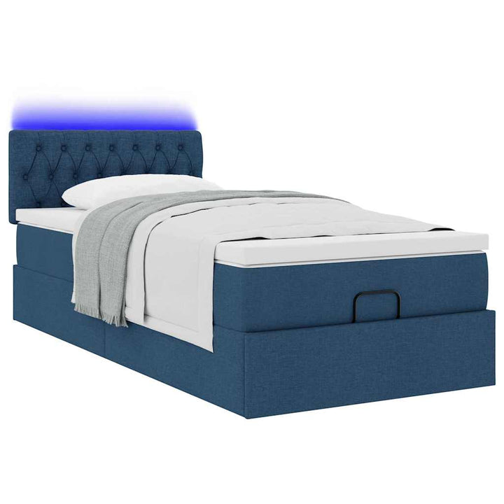 osmannisk sengeramme med madras 90x190 cm stof blå