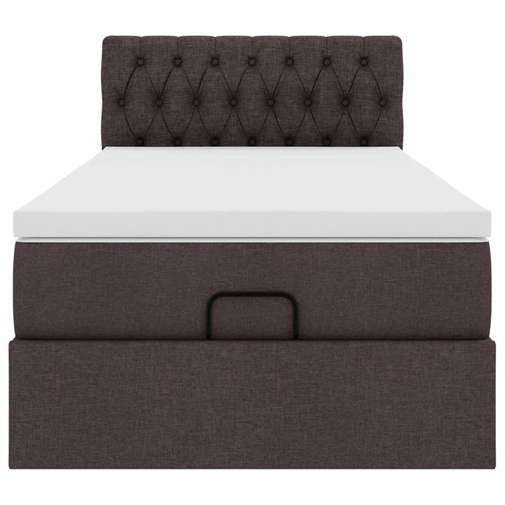 ottoman seng med madras & LEDs 90x200 cm stof mørkebrun