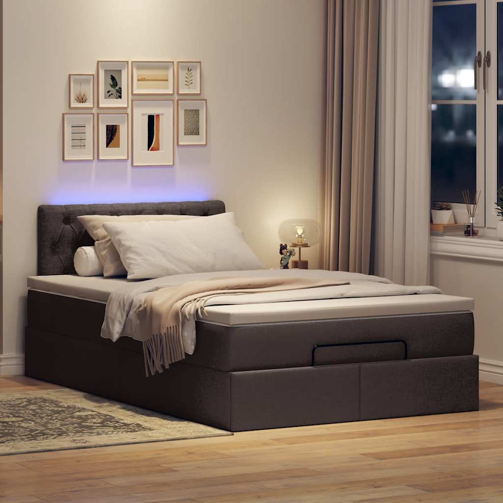 osmannisk sengeramme med madras 120x190 cm stof mørkebrun