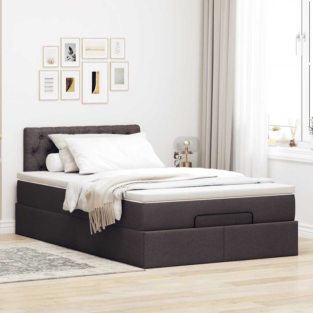 osmannisk sengeramme med madras 120x190 cm stof mørkebrun