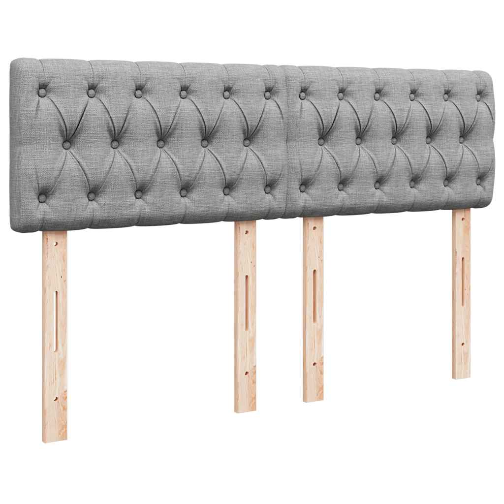 ottoman seng med madras & LEDs 140x190 cm stof lysegrå