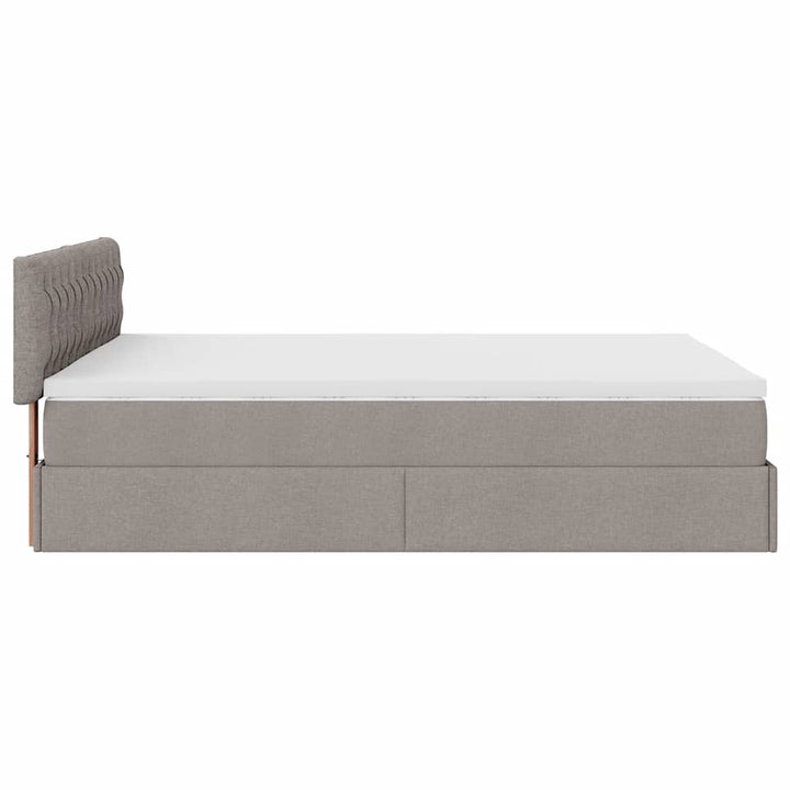 Ottoman seng med madras & LEDs Taupe 140x190 cm Stof