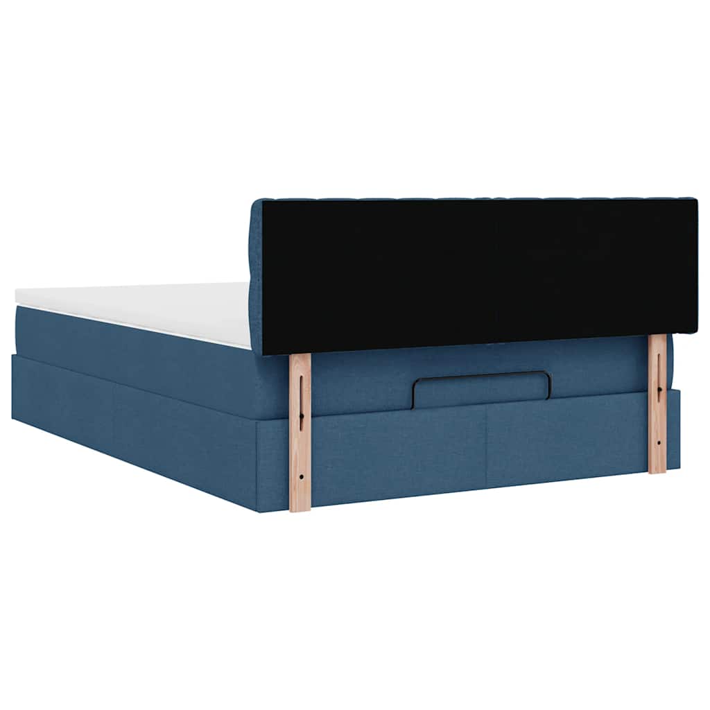 ottoman seng med madras & LEDs 140x190 cm stof Blå