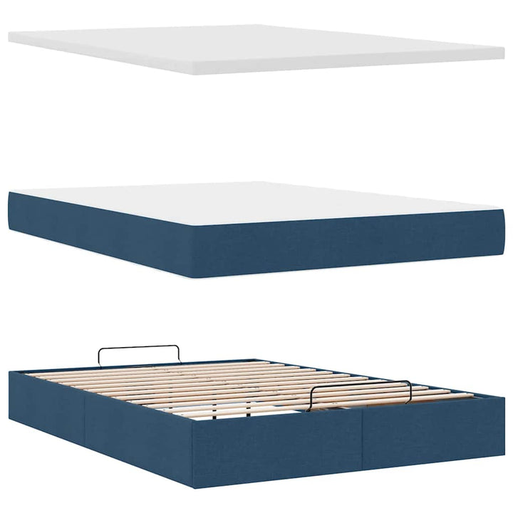 ottoman seng med madras & LEDs 140x190 cm stof Blå