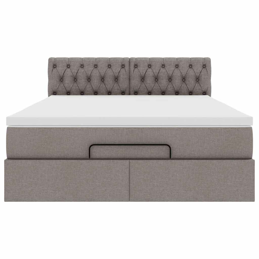 Ottoman seng med madras & LEDs Taupe 140x200 cm Stof