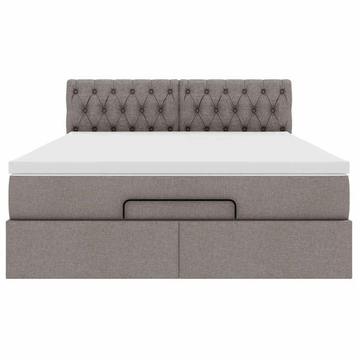 Ottoman seng med madras & LEDs Taupe 140x200 cm Stof