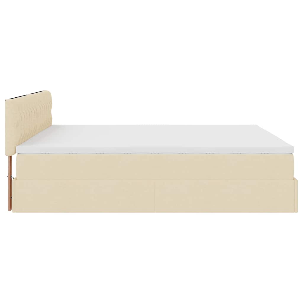 osmannisk sengeramme med madras 160x200 cm stof cremefarvet