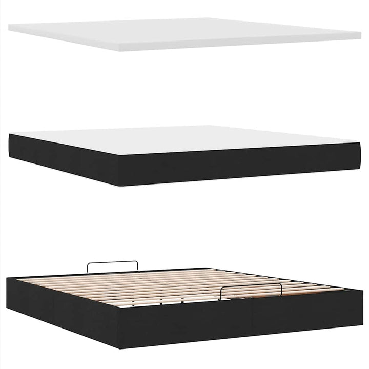 ottoman seng med madras & LEDs 180x200cm stof sort