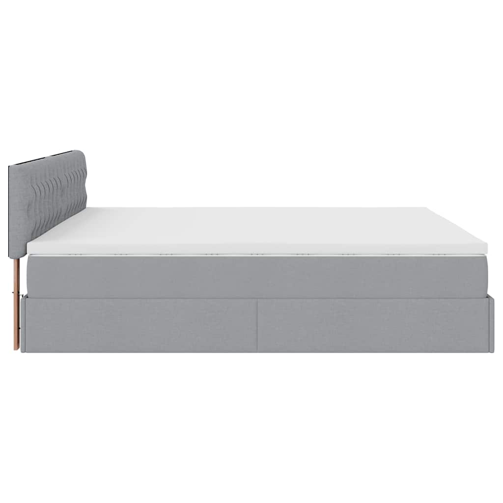osmannisk sengeramme med madrasser 200x200 cm stof lysegrå
