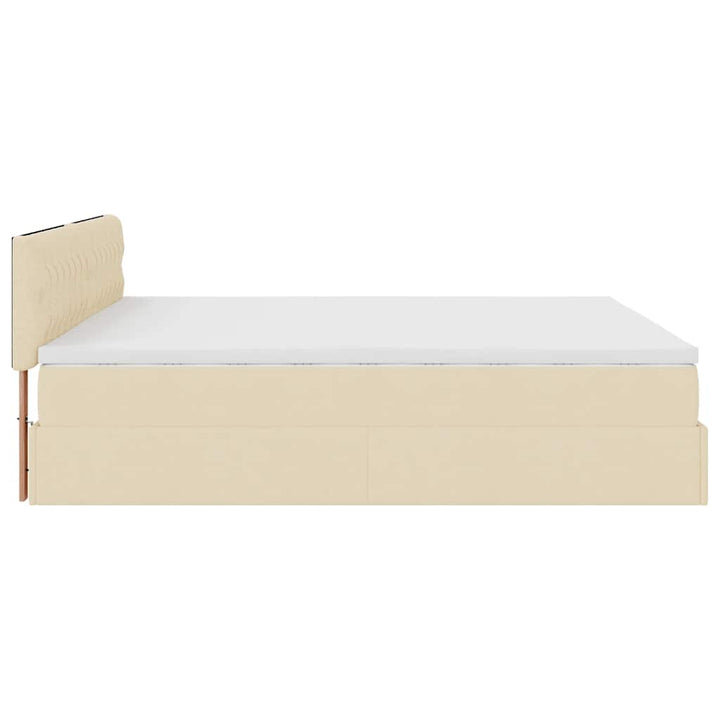osmannisk sengeramme med madrasser 200x200 cm stof cremefarvet