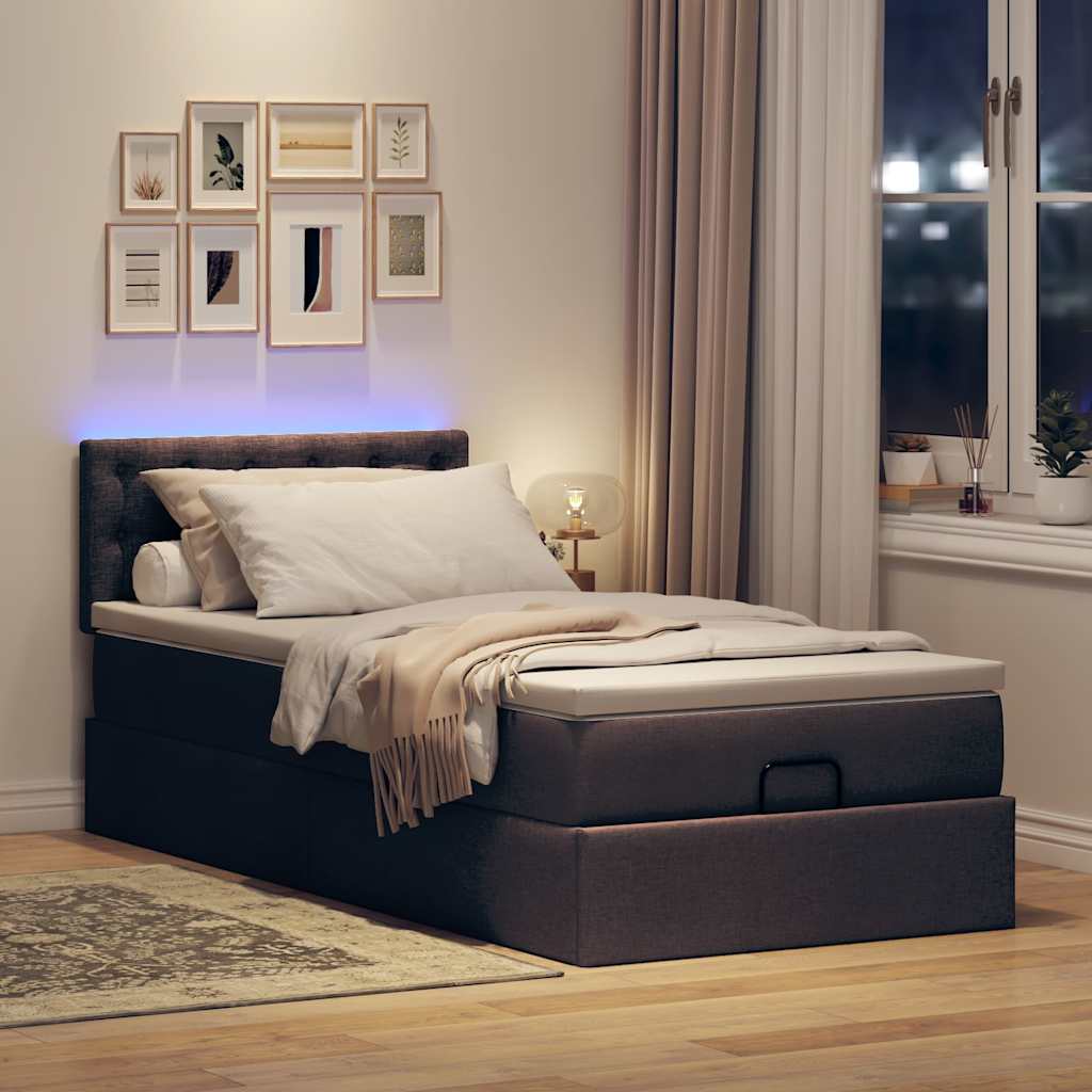 osmannisk sengeramme med madras 90x190 cm stof mørkebrun