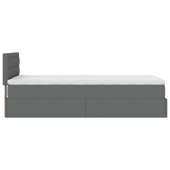 ottoman seng med madras & LEDs 90x200 cm stof mørkegrå