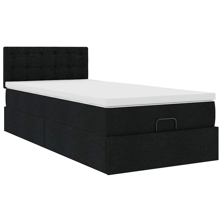 ottoman seng med madras 90x200 cm stof sort