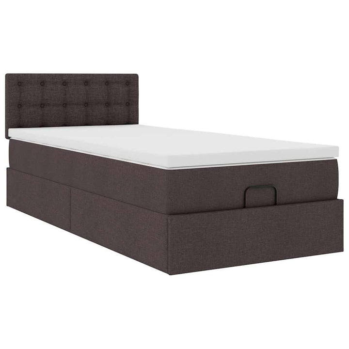 ottoman seng med madras & LEDs 90x200 cm stof mørkebrun