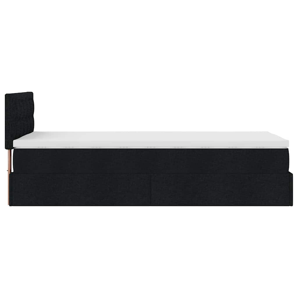 ottoman seng med madras 100x200 cm stof sort