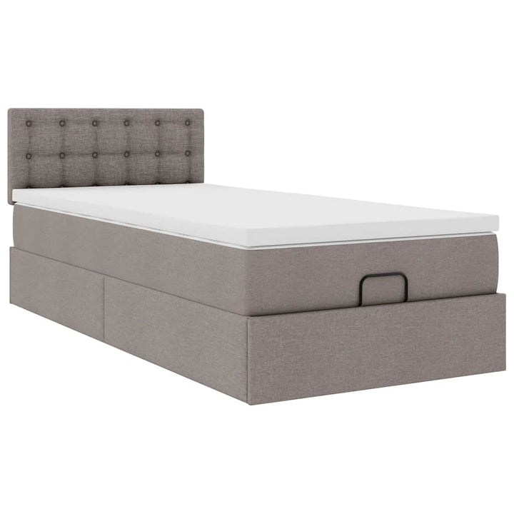 ottoman seng med madras 100x200 cm stof gråbrun