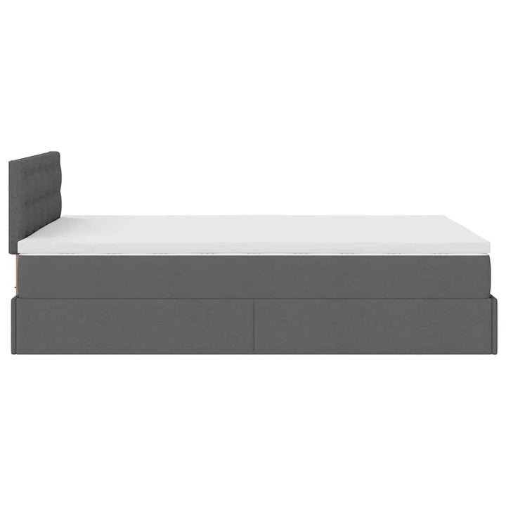ottoman seng med madras & LEDs 120x190 cm stof mørkegrå