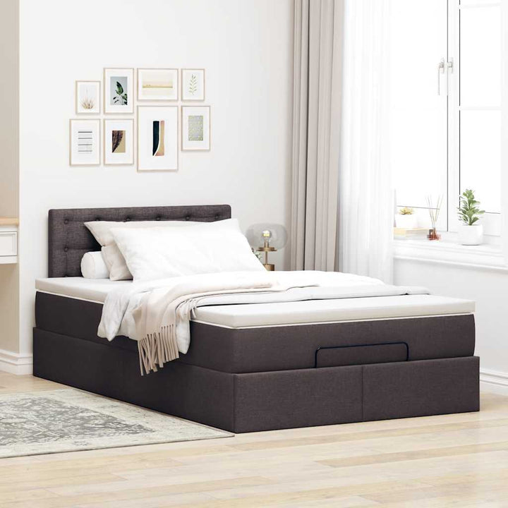 osmannisk sengeramme med madras 120x190 cm stof mørkebrun