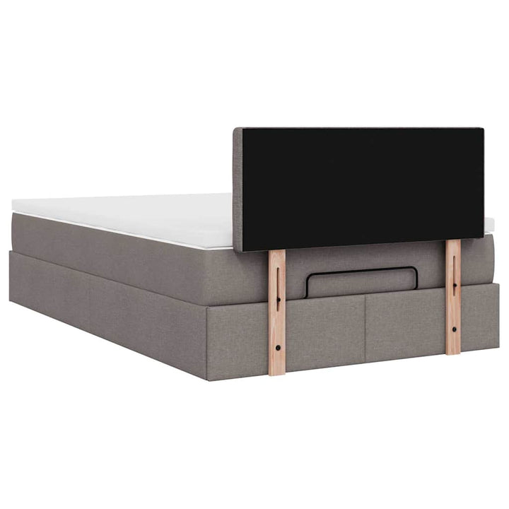 ottoman seng med madras & LEDs 120x190cm stof gråbrun