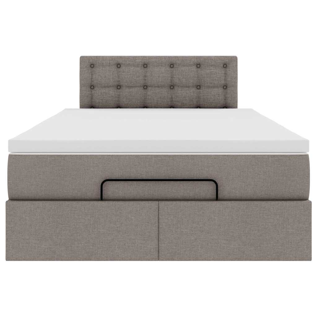 ottoman seng med madras & LEDs 120x190cm stof gråbrun
