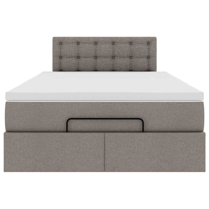 ottoman seng med madras & LEDs 120x190cm stof gråbrun