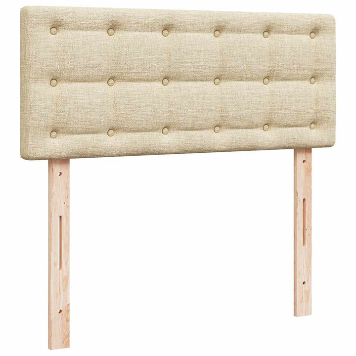 ottoman seng med madras & LEDs 120x190cm stof cremefarvet