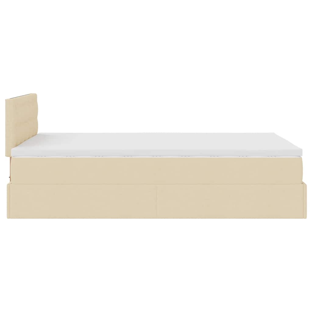 osmannisk sengeramme med madras 120x200 cm stof cremefarvet