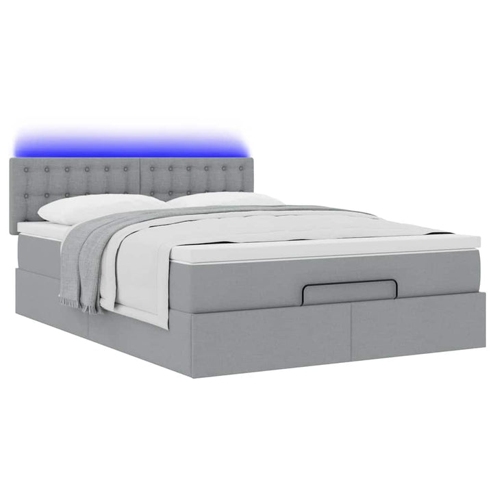 osmannisk sengeramme med madras 140x200 cm stof lysegrå