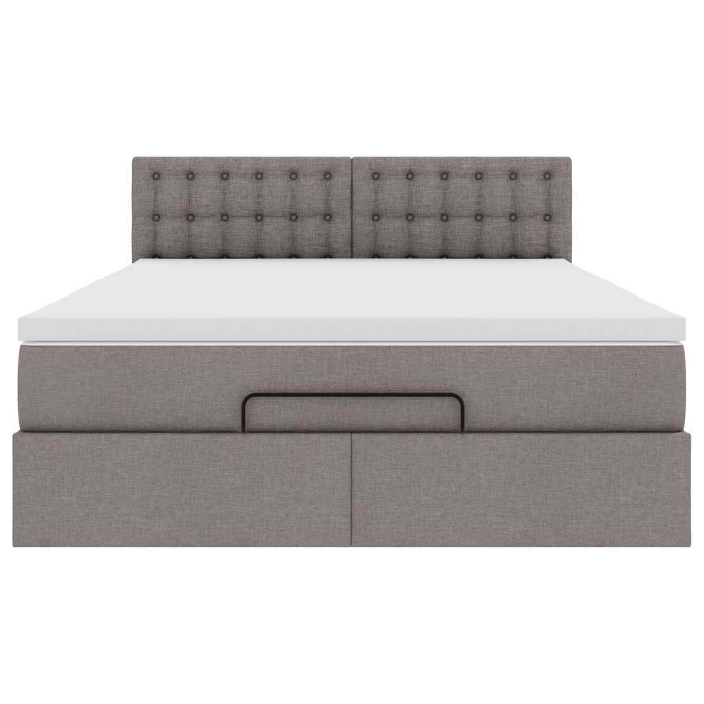 Ottoman seng med madras & LEDs Taupe 140x200 cm Stof