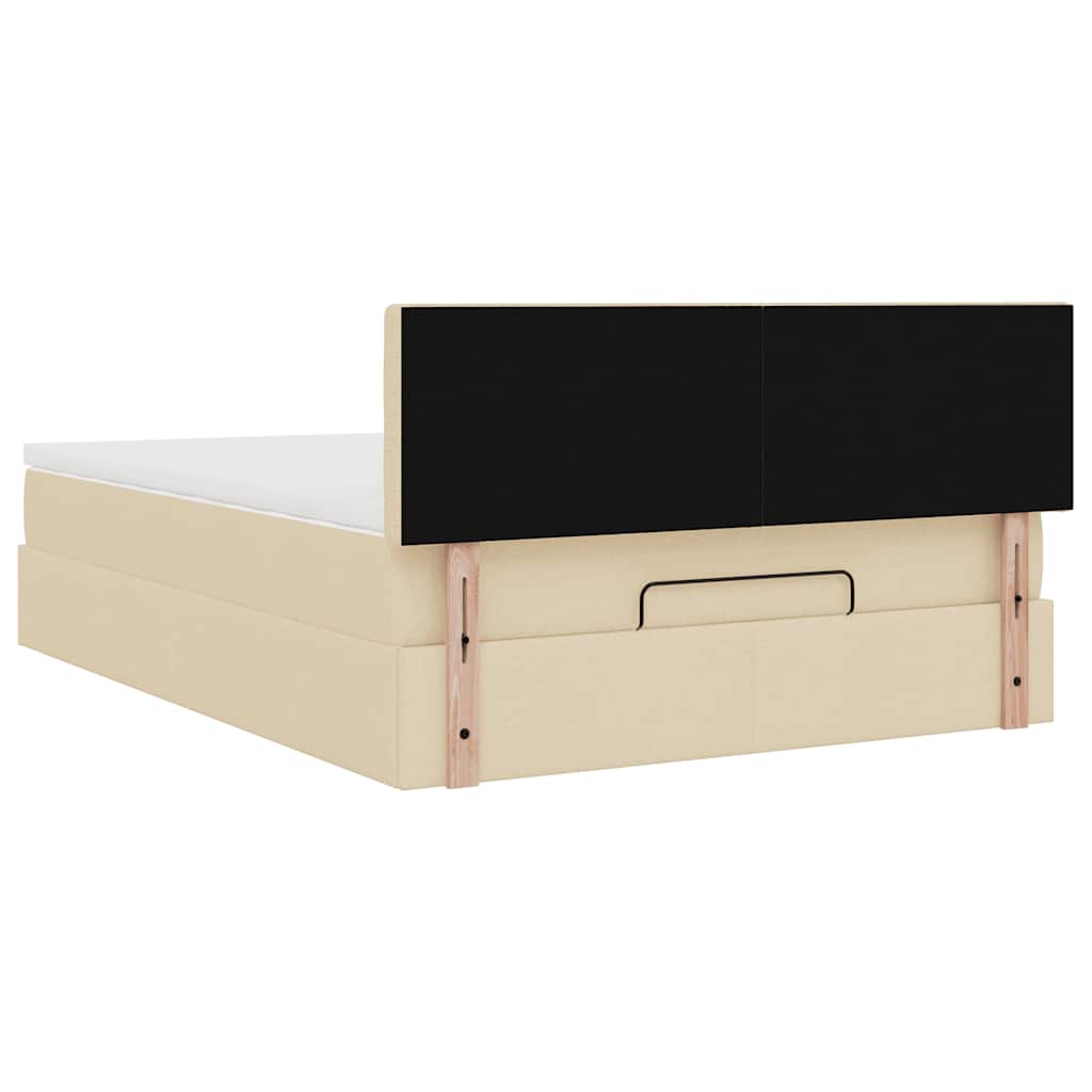 Ottoman seng med madras & LEDs fløde 140x200 cm Stof