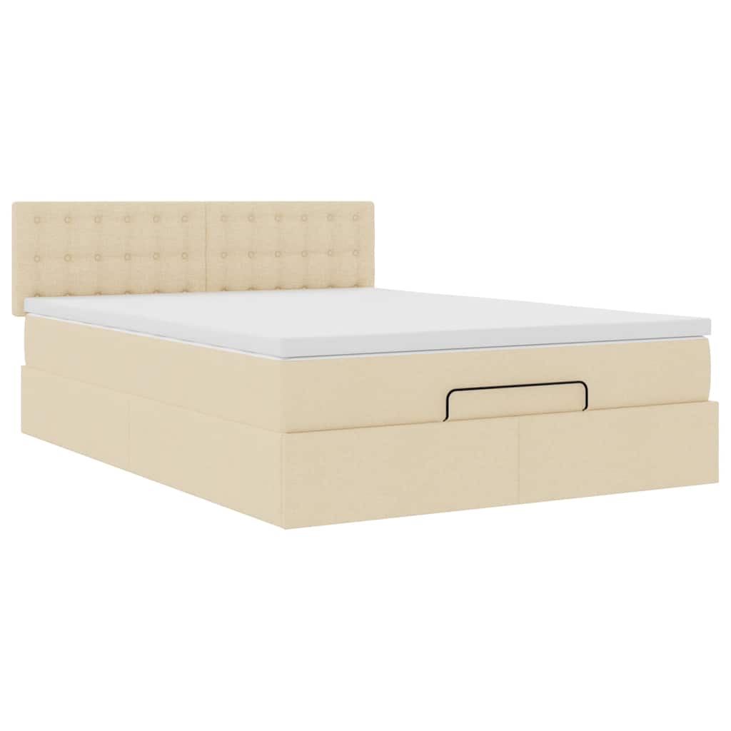 Ottoman seng med madras & LEDs fløde 140x200 cm Stof