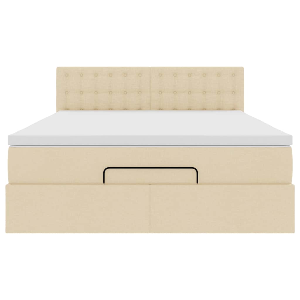 Ottoman seng med madras & LEDs fløde 140x200 cm Stof