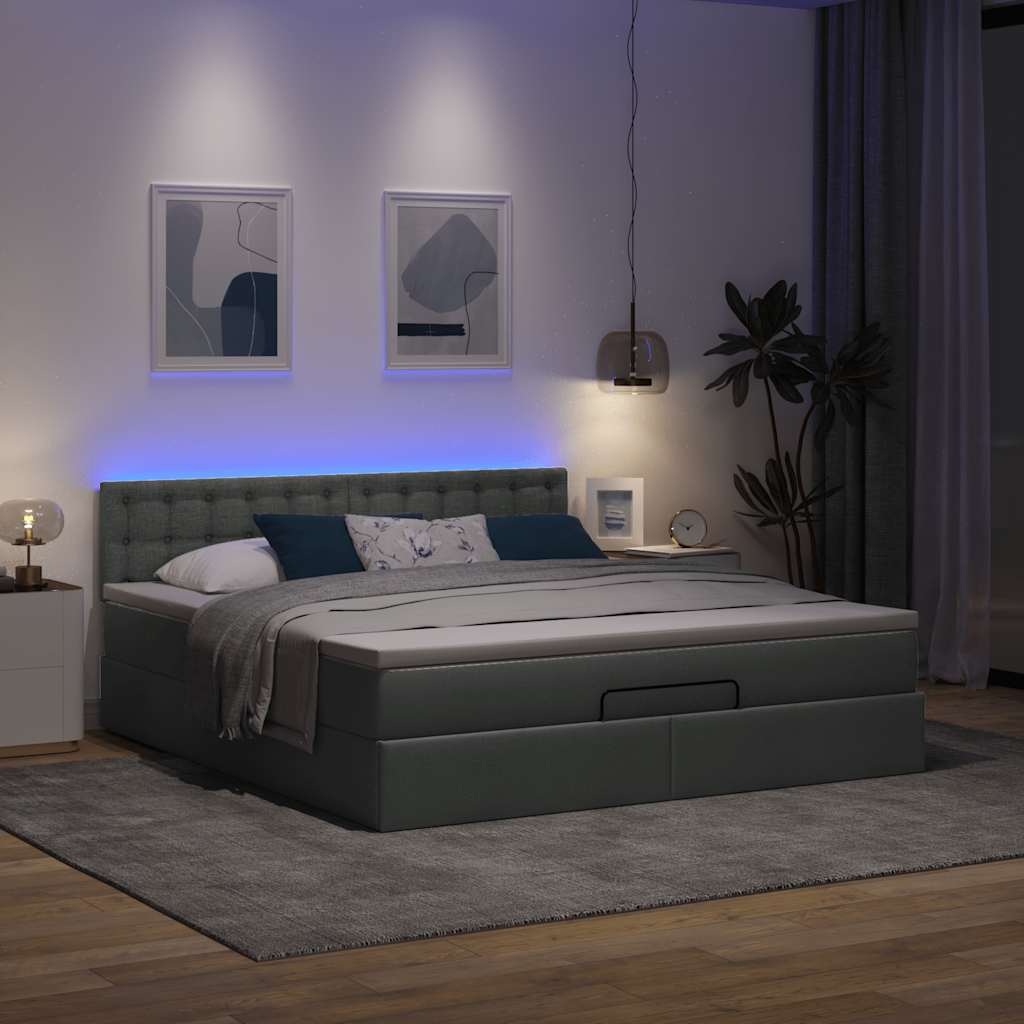 osmannisk sengeramme med madras 160x200 cm stof mørkegrå