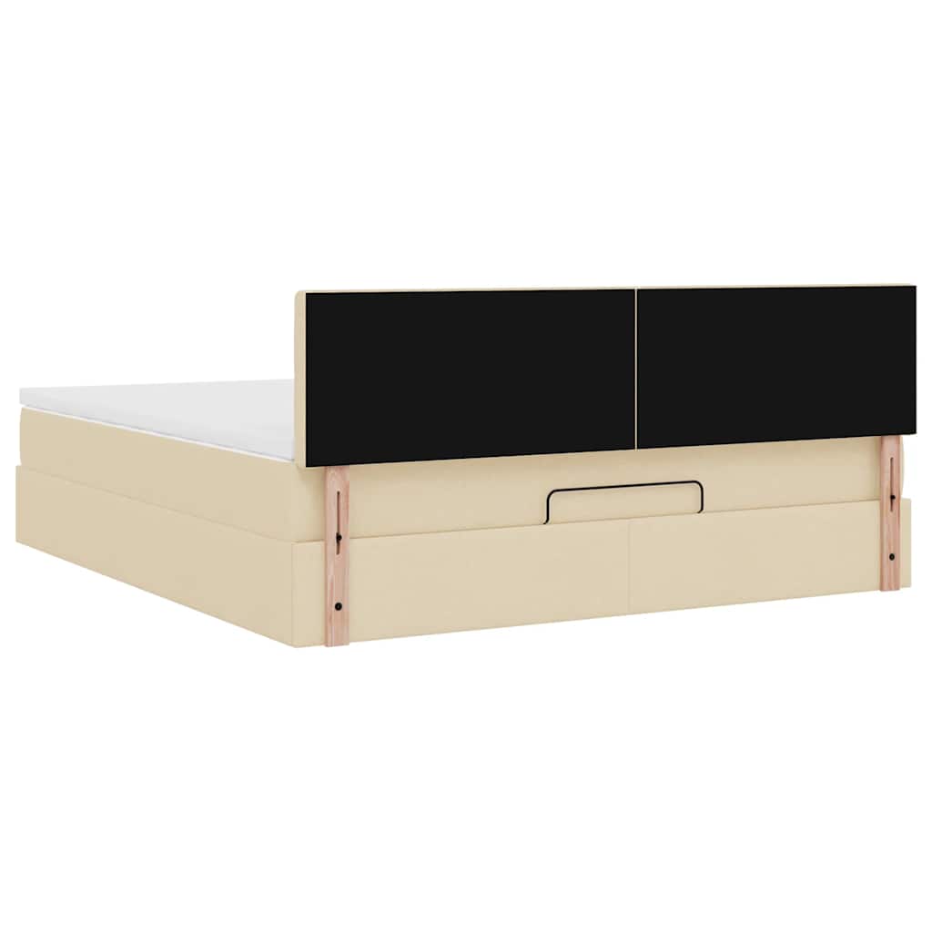osmannisk sengeramme med madras 160x200 cm stof cremefarvet