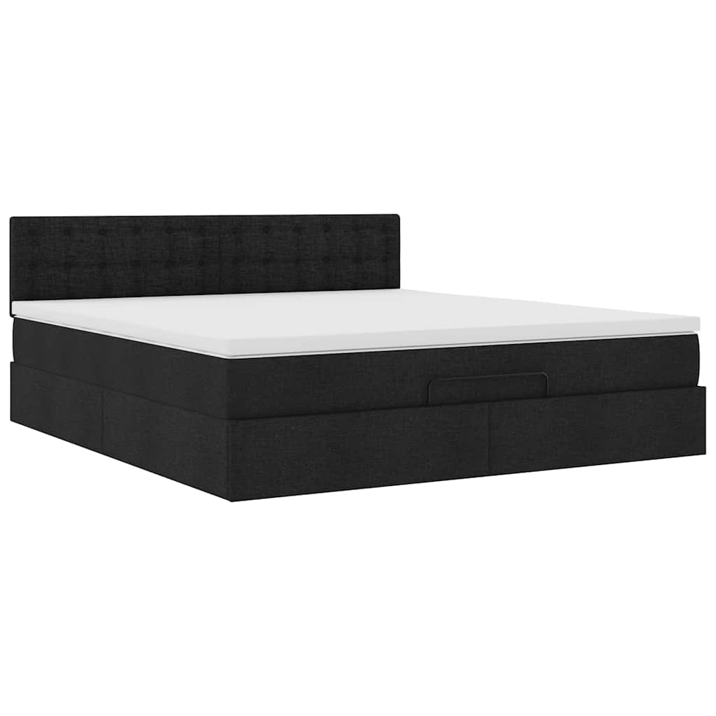 ottoman seng med madras & LEDs 180x200cm stof sort