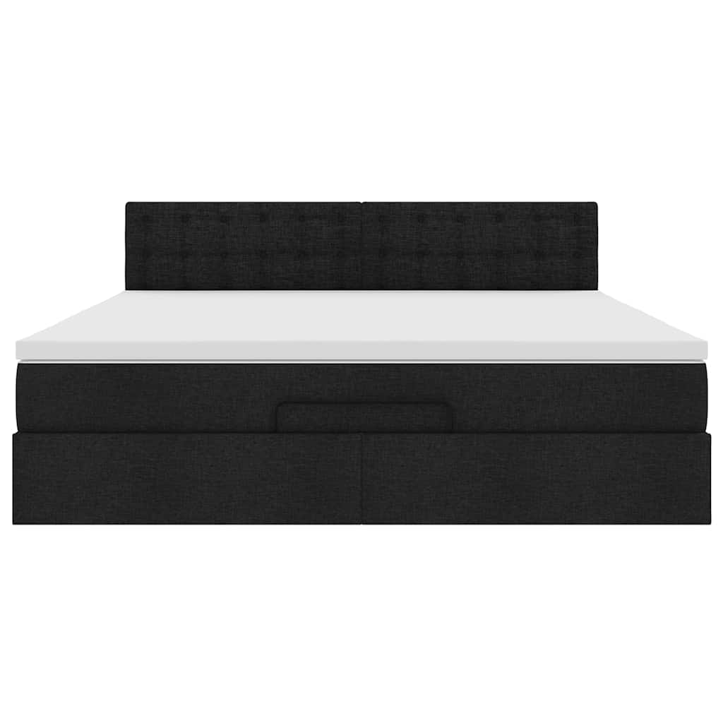 ottoman seng med madras & LEDs 180x200cm stof sort
