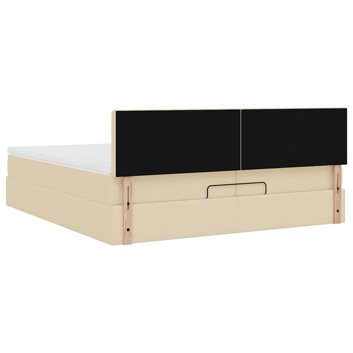 osmannisk sengeramme med madrasser 200x200 cm stof cremefarvet