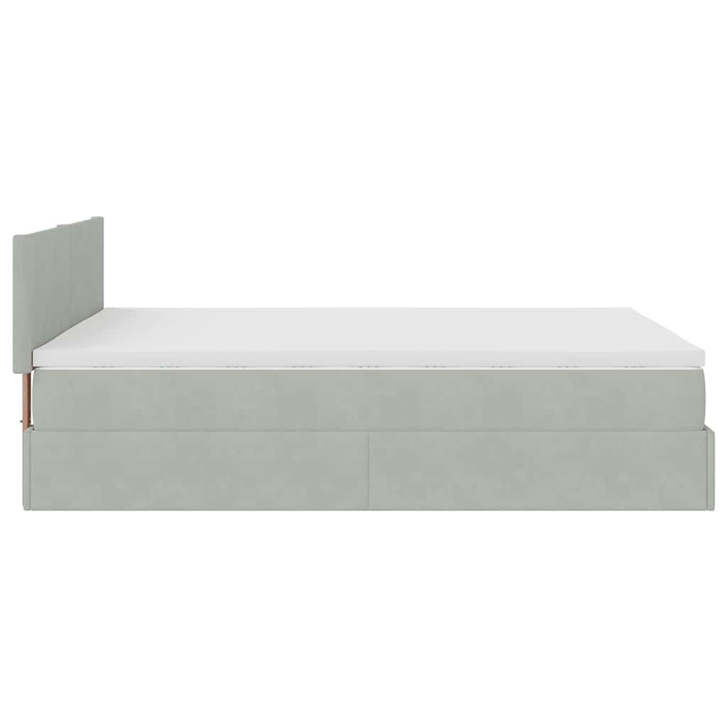 osmannisk sengeramme med madras 140x190 cm fløjl lysegrå